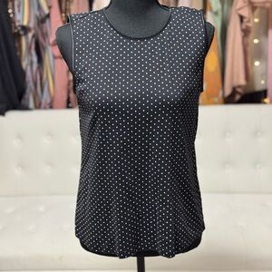 Black White Polka Dot Sleeveless Blouse Tank Top